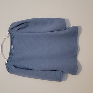 Worthington Boat Neck Ribbed Puffy Shoulder Top NWT